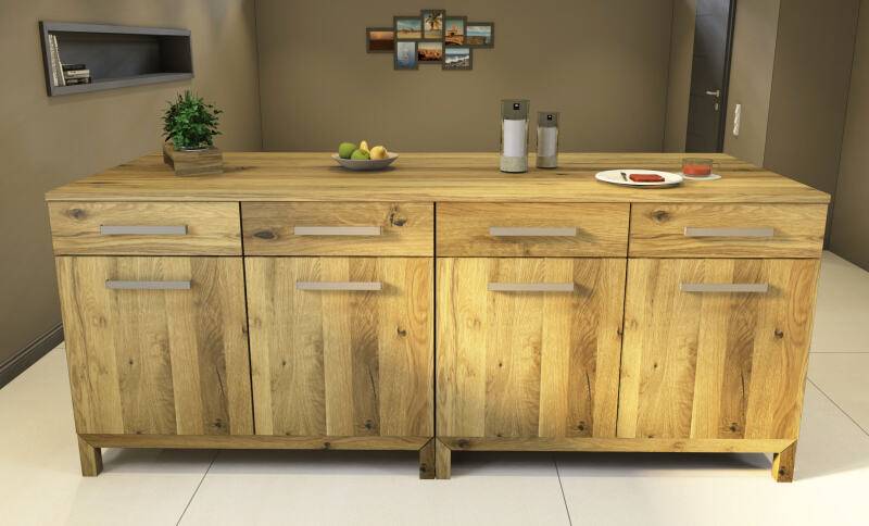 Lange Massivholz Kücheninsel mit offenem Regal Wildeiche Lange Massivholz Kücheninsel mit offenem Regal Wildeiche von Göhring