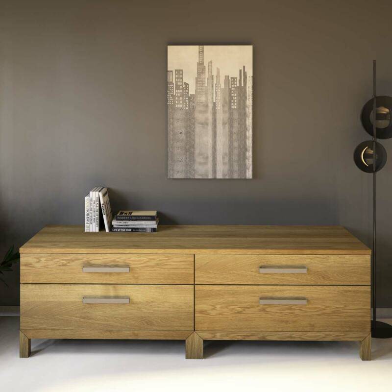 Langes Massivholz TV-Lowboard vier Schubladen - Tiefe 60,4 cm Eiche von Göhring