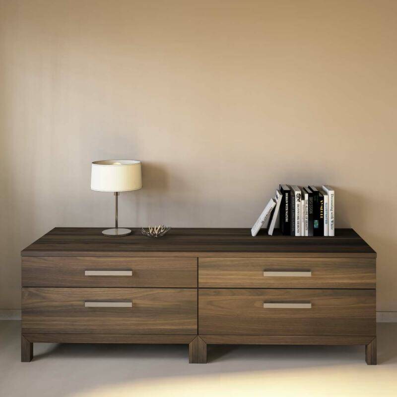 Langes Massivholz TV-Lowboard vier Schubladen - Tiefe 60,4 cm Nussbaum von Göhring