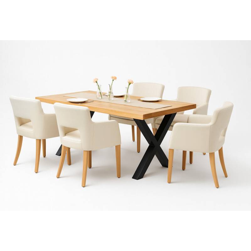 Massiver Esstisch Wildeiche geölt mit X-Gestell - gerade Kante 180 x 90 cm Massiver Esstisch Wildeiche geölt mit X-Gestell - gerade Kante 180 x 90 cm von Göhring