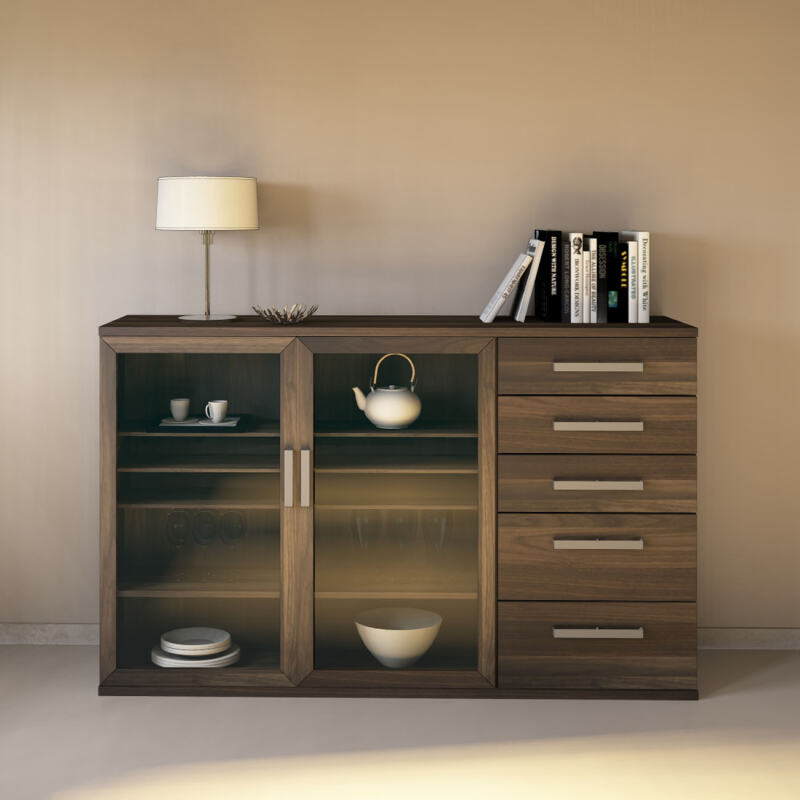 Massives Sideboard mit Glastüren 200 cm Wildeiche weiß geölt Massives Sideboard mit Glastüren 200 cm Wildeiche weiß geölt von Göhring