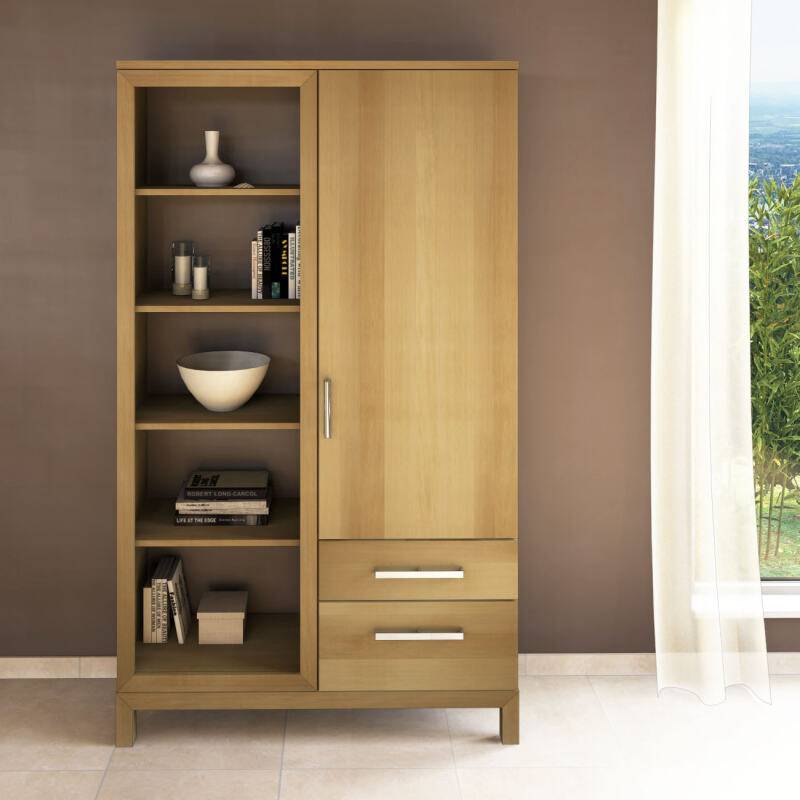 Massivholz Bücherschrank mit Regal links Buche von Göhring