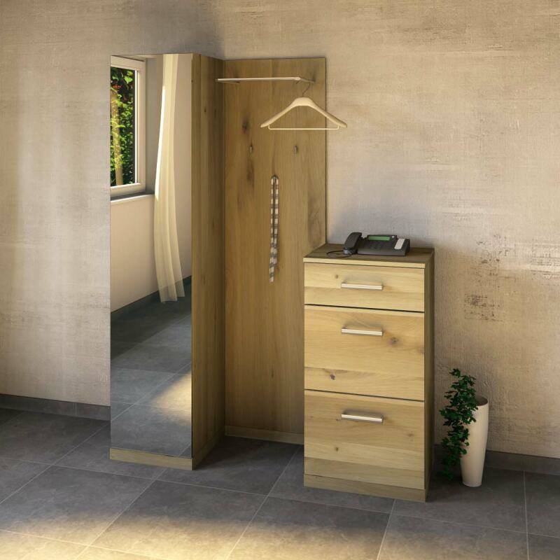 Massivholz Garderobe modern mit Spiegel Wildeiche weiß geölt Massivholz Garderobe modern mit Spiegel Wildeiche weiß geölt von Göhring