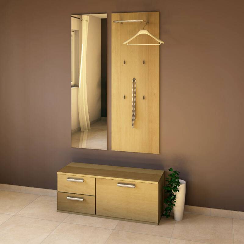 Massivholz Garderoben-Set mit Spiegel Buche von Göhring