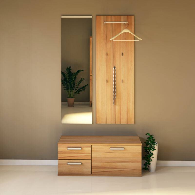 Massivholz Garderoben-Set mit Spiegel Kernbuche von Göhring