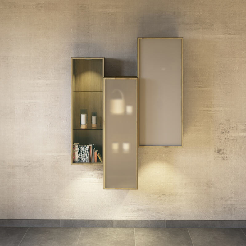 Massivholz Hänge-Vitrinen Wildeiche weiß geölt von Göhring