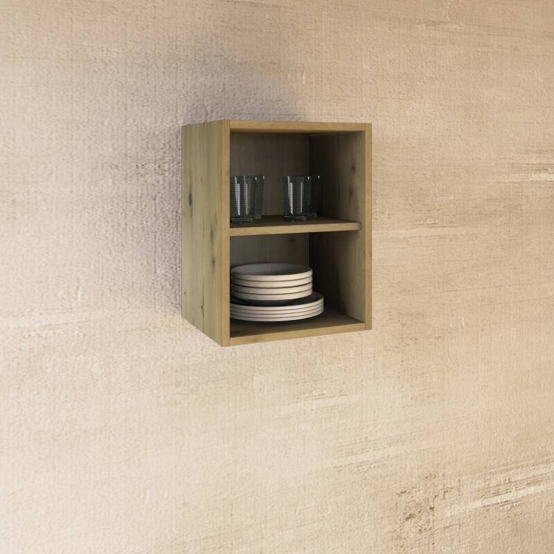Massivholz Küchenmodul Hängeregal - 40 cm Wildeiche weiß geölt von Göhring