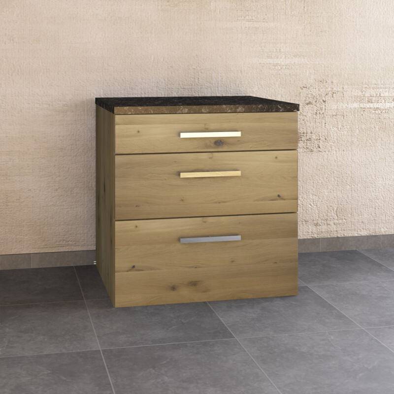Massivholz Schubladen-Küchenmodul - 80 cm Wildeiche weiß geölt von Göhring