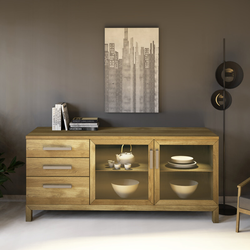 Massivholz Sideboard mit Glastüren Eiche Massivholz Sideboard mit Glastüren Eiche von Göhring