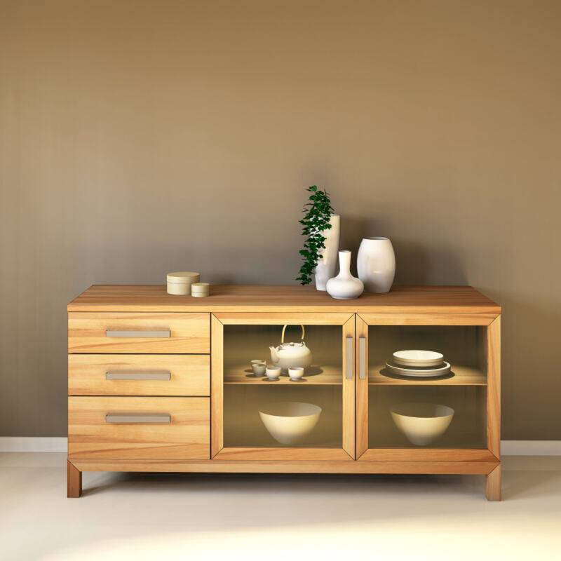 Massivholz Sideboard mit Glastüren Kernbuche von Göhring