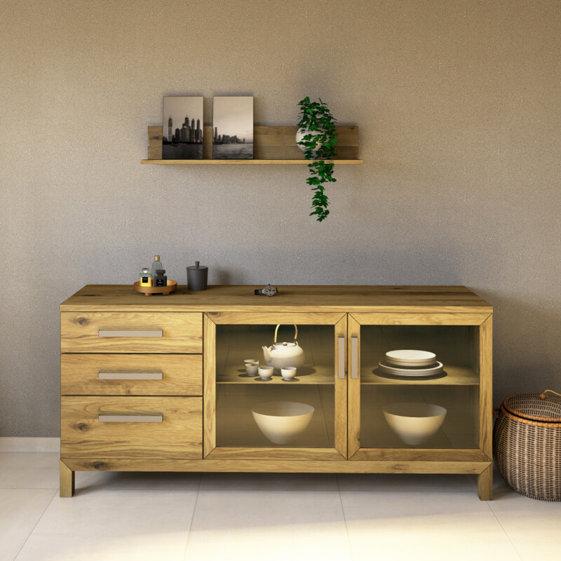 Massivholz Sideboard mit Glastüren Wildeiche Massivholz Sideboard mit Glastüren Wildeiche von Göhring