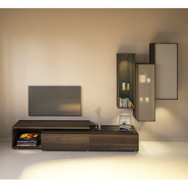 Massivholz TV-Wohnwand mit Hängeschränken Nussbaum Massivholz TV-Wohnwand mit Hängeschränken Nussbaum von Göhring