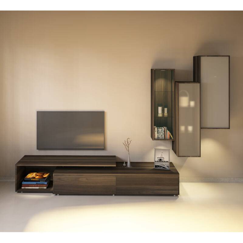 Massivholz TV-Wohnwand mit Hängeschränken Nussbaum Massivholz TV-Wohnwand mit Hängeschränken Nussbaum von Göhring