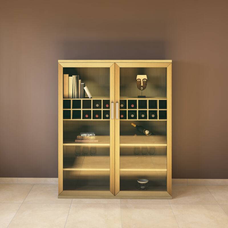 Massivholz Weinschrank Vitrine Buche von Göhring
