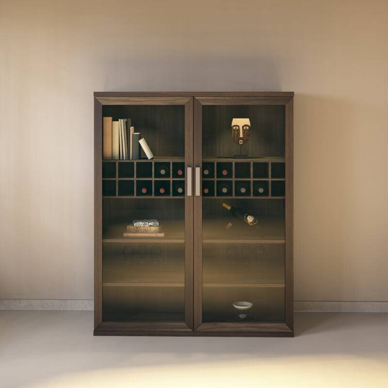 Massivholz Weinschrank Vitrine Nussbaum von Göhring