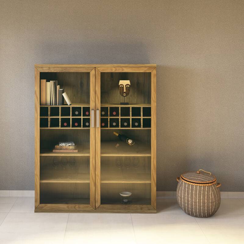 Massivholz Weinschrank Vitrine Wildeiche von Göhring