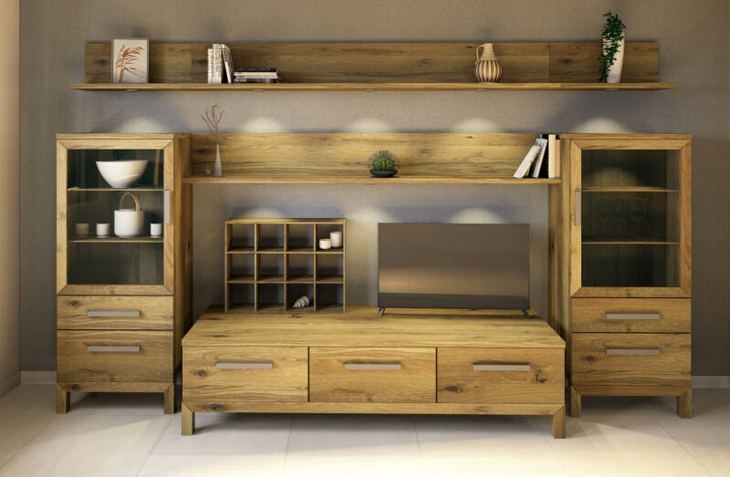 Massivholz Wohnwand-Kombination Wildeiche Massivholz Wohnwand-Kombination Wildeiche von Göhring