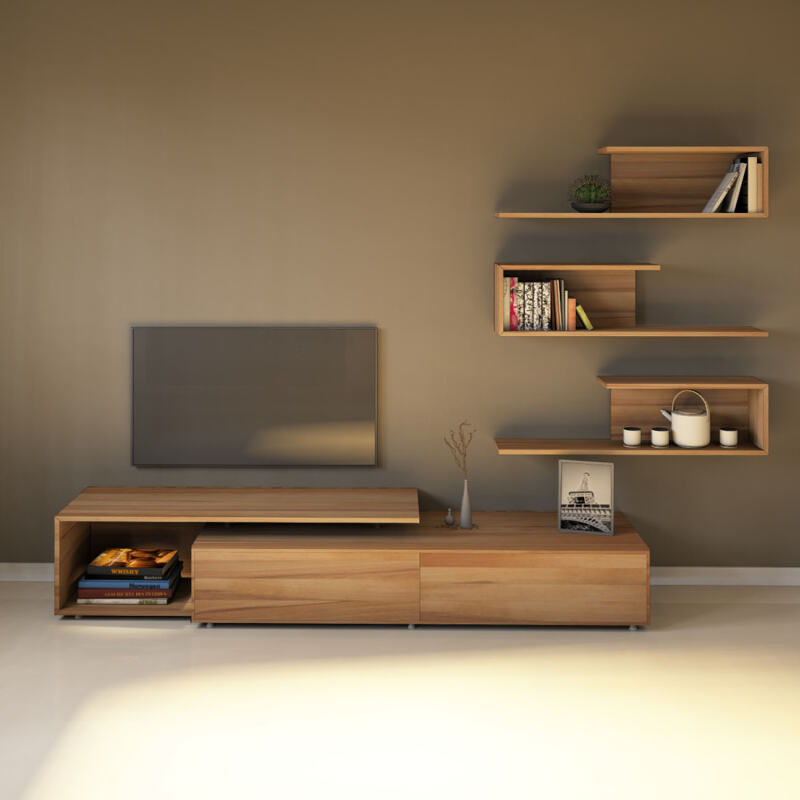 Minimalistische TV-Wohnwand Massivholz Kernbuche von Göhring