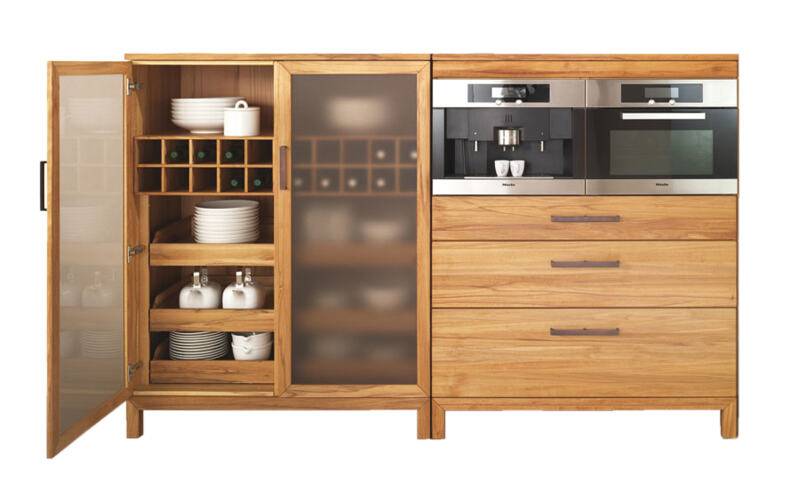 Mittelschrank-Kombination für Küchengeräte - mit Holzauszüge Nussbaum von Göhring