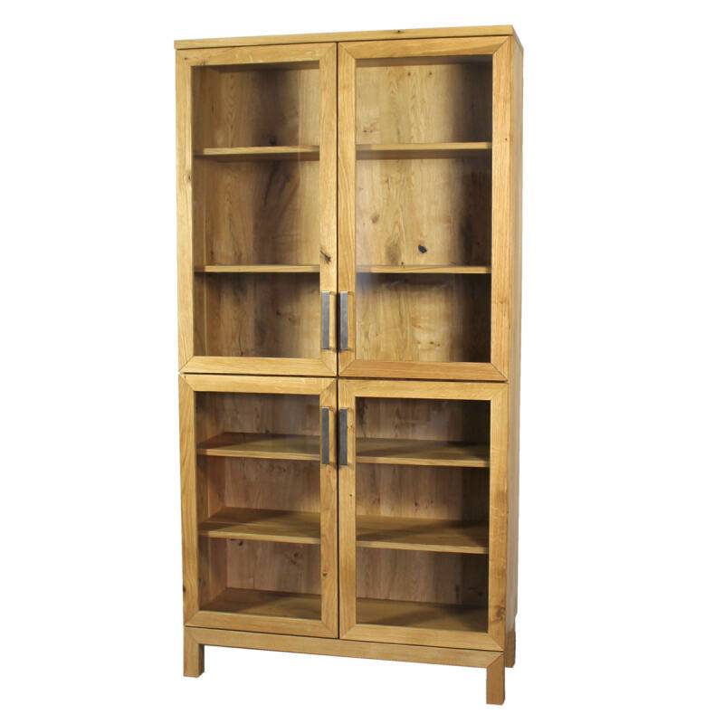 Moderne LINO Vitrine mit Glastüren Massivholz Wildeiche von Göhring