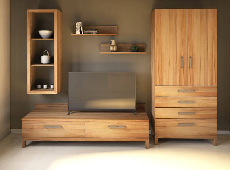 Moderne Massivholz Wohnwand Nussbaum von Göhring