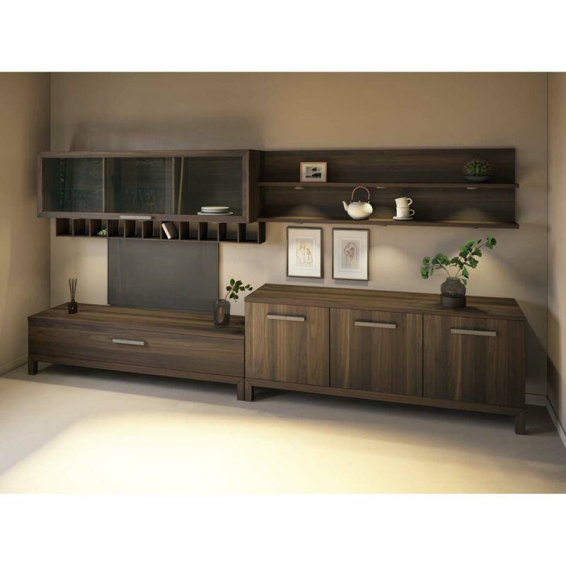 Moderne Wohnwand aus Massivholz Nussbaum von Göhring