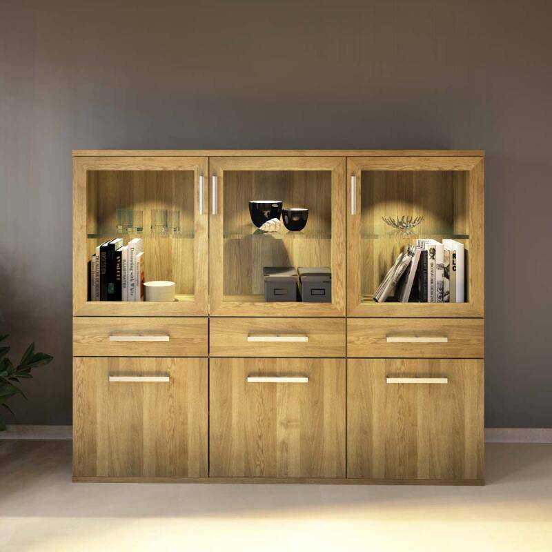 Moderner Buffetschrank Massivholz Niedrig - Flachsockel Eiche von Göhring