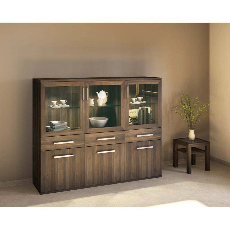 Moderner Buffetschrank Massivholz Niedrig - Flachsockel Nussbaum von Göhring