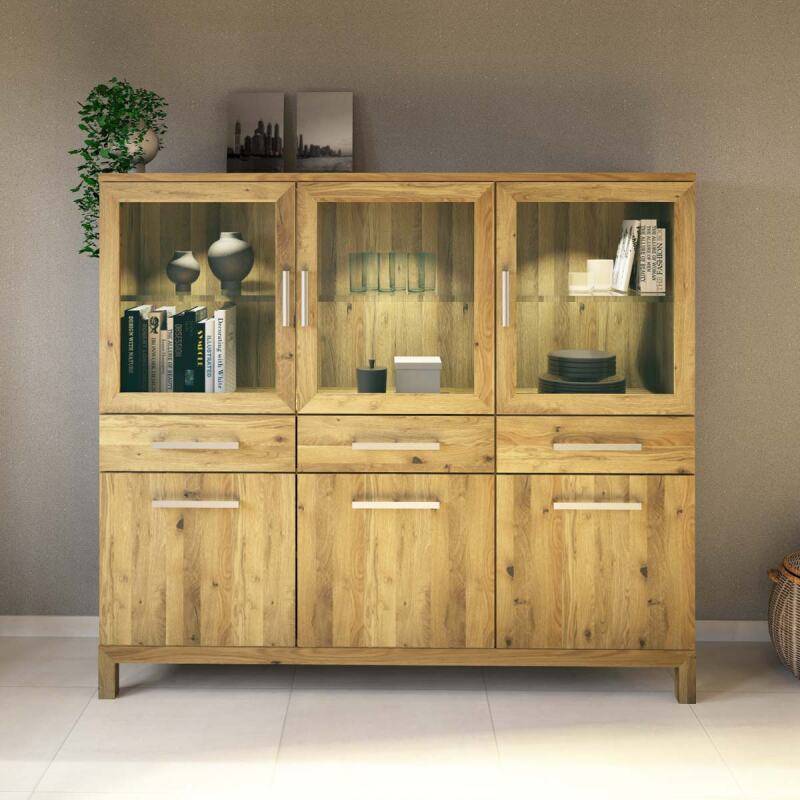 Moderner Buffetschrank Massivholz niedrig Wildeiche von Göhring