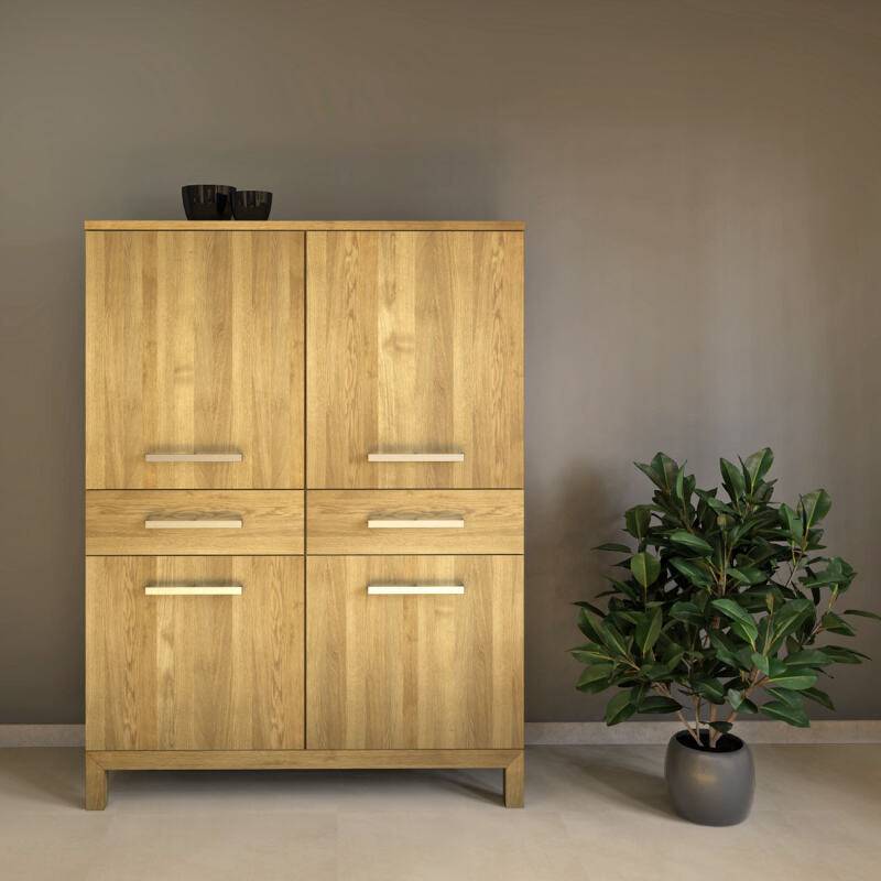 Moderner Hochschrank mit Holztüren Eiche von Göhring