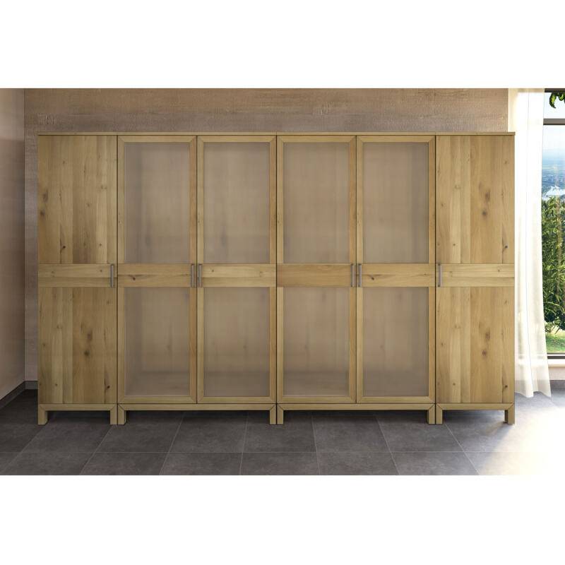 Moderner Kleiderschrank 6-Türig Massiv Wildeiche weiß geölt von Göhring