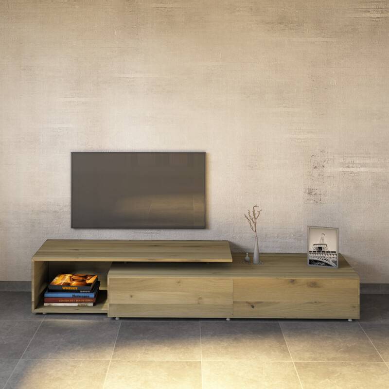 Modernes Massivholz TV-Lowboard Wildeiche weiß geölt von Göhring