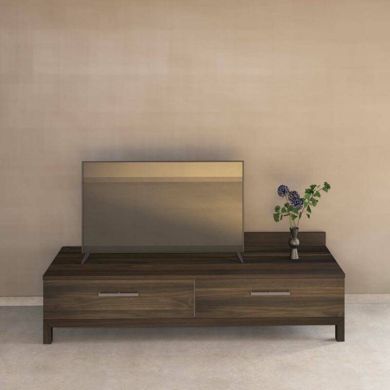 Modernes TV-Lowboard mit Schublade und Klappe - Tiefe 60,4 cm Nussbaum von Göhring