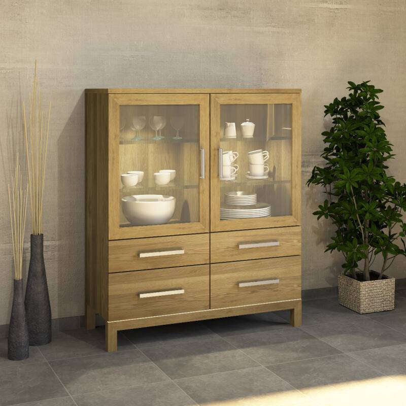 Niedrige Esszimmer Vitrine mit Glastüren Massivolz LINO Eiche Niedrige Esszimmer Vitrine mit Glastüren Massivolz LINO Eiche von Göhring