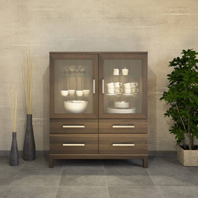 Niedrige Esszimmer Vitrine mit Glastüren Massivolz LINO Nussbaum Niedrige Esszimmer Vitrine mit Glastüren Massivolz LINO Nussbaum von Göhring