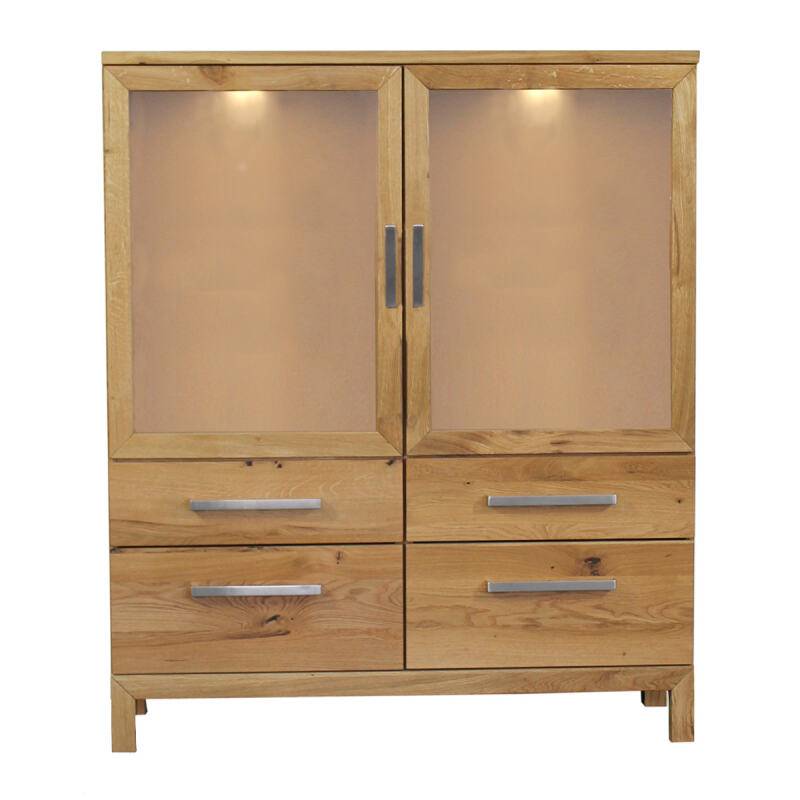 Niedrige Esszimmer Vitrine mit Glastüren Massivolz LINO Wildeiche von Göhring