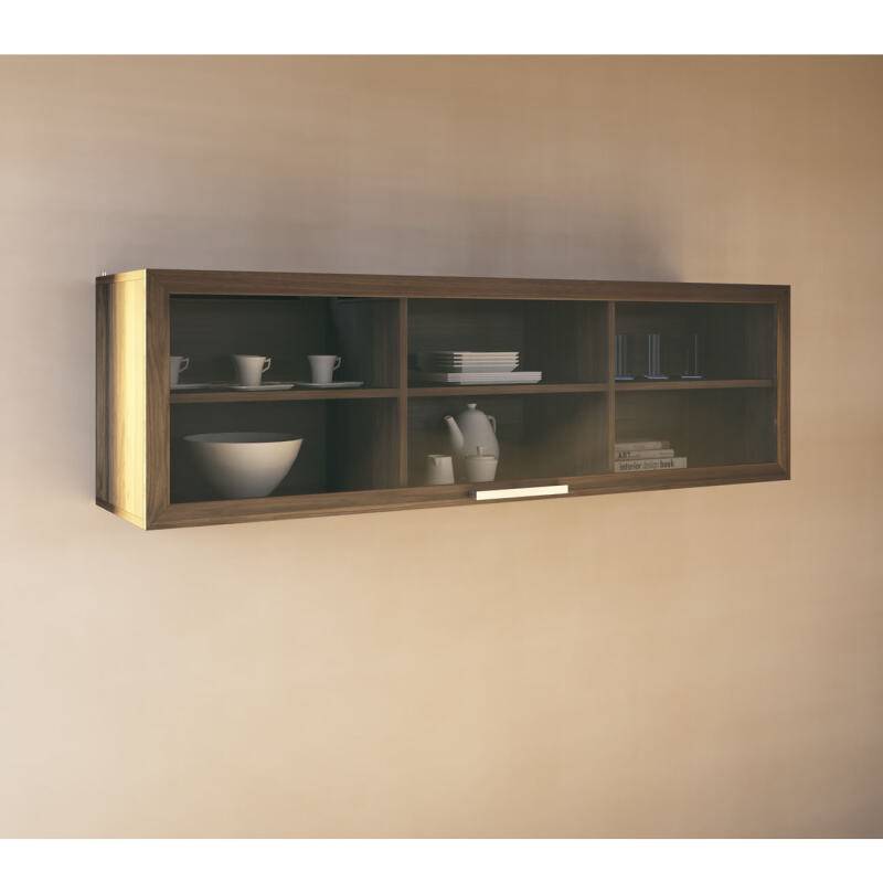 Oberschrank mit verglaster Liftklappe - 180 cm Nussbaum Oberschrank mit verglaster Liftklappe - 180 cm Nussbaum von Göhring