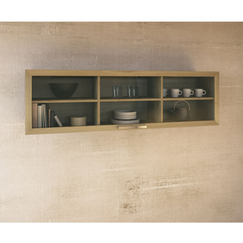 Oberschrank mit verglaster Liftklappe - 180 cm Wildeiche weiß geölt Oberschrank mit verglaster Liftklappe - 180 cm Wildeiche weiß geölt von Göhring
