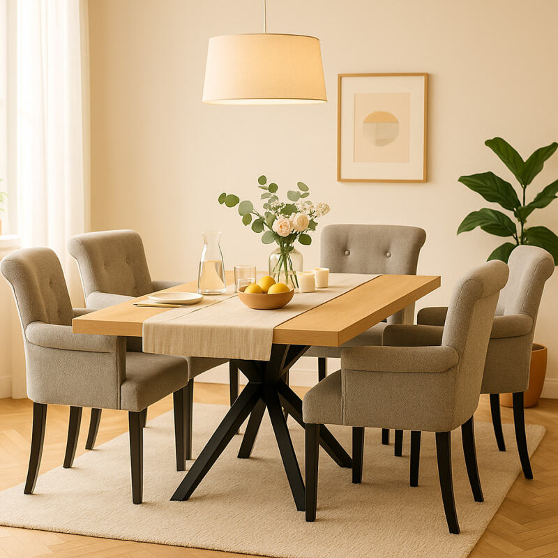 Rustikaler Esstisch Wildeiche massiv mit Spider Gestell - gerade Kante 140 x 90 cm Rustikaler Esstisch Wildeiche massiv mit Spider Gestell - gerade Kante 140 x 90 cm von Göhring