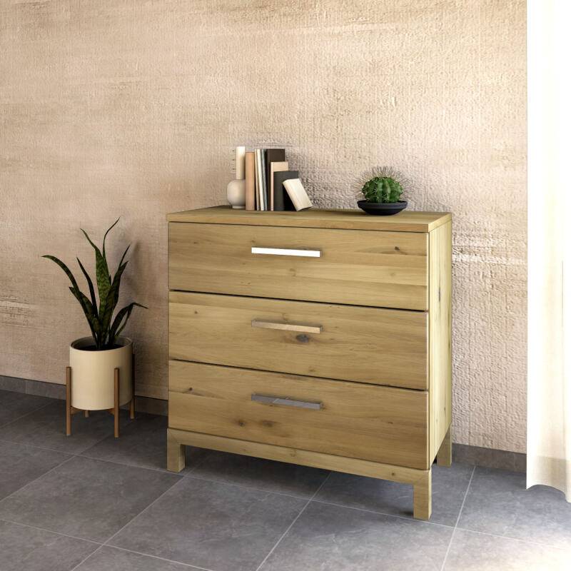 Schlafzimmer Kommode mit drei Schubladen Wildeiche weiß geölt von Göhring