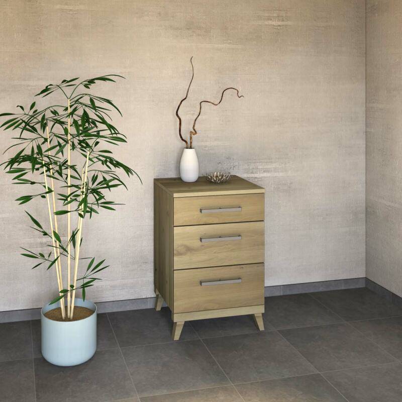 Schmale Retro Kommode Massivholz Wildeiche weiß geölt von Göhring