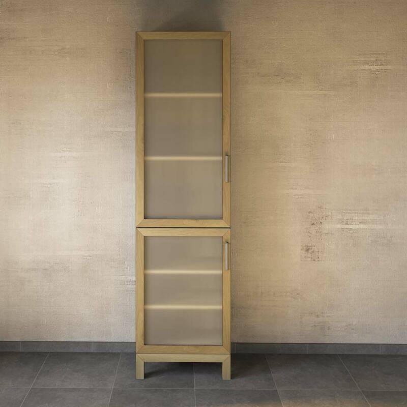 Schmaler Vitrinen Schrank - Tiefe 38 cm Wildeiche weiß geölt von Göhring