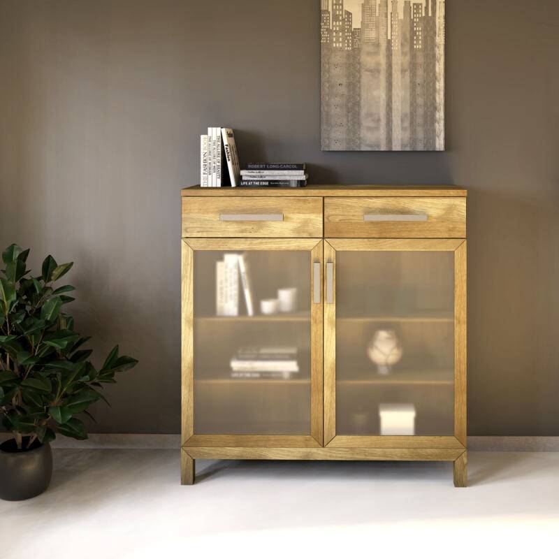 Schmales Sideboard mit Vitrine - Tiefe 38 cm Eiche Schmales Sideboard mit Vitrine - Tiefe 38 cm Eiche von Göhring