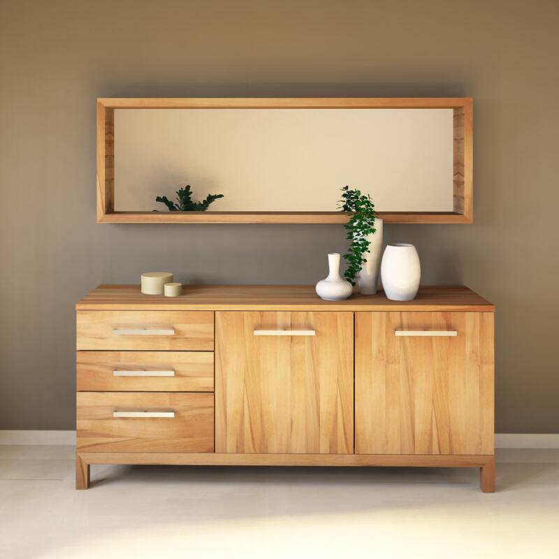 Set - Lino Massivholz Sideboard mit Spiegel Kernbuche von Göhring