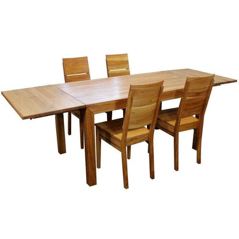 Sitzgruppe LINO Kernbuche, mit Ansteckplatten, 4 Stühle - 140x80 cm von Göhring