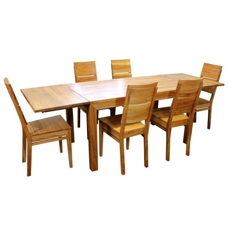 Sitzgruppe LINO Kernbuche, mit Ansteckplatten, 6 Stühle - 140x80 cm von Göhring