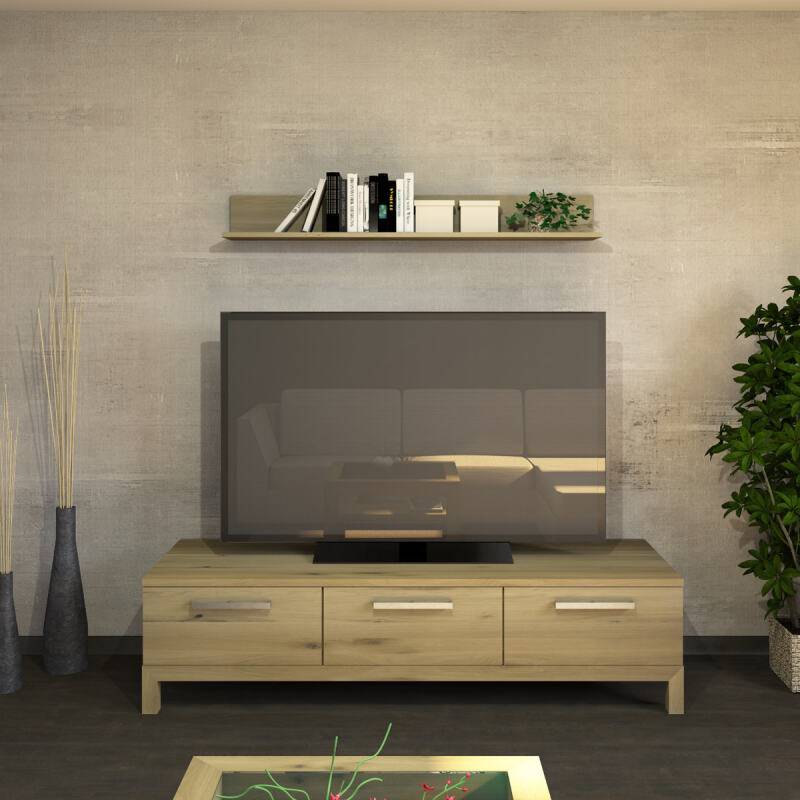 Wandboard freihängend - niedriges Rückenbrett 140cm Wildeiche weiß geölt von Göhring