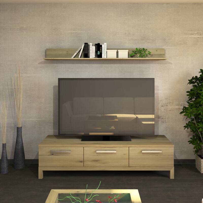 Wandboard freihängend - niedriges Rückenbrett 180cm Wildeiche weiß geölt von Göhring