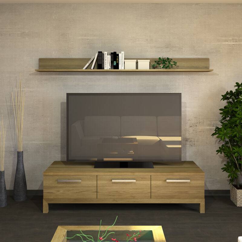 Wandboard freihängend - niedriges Rückenbrett 220cm Eiche von Göhring