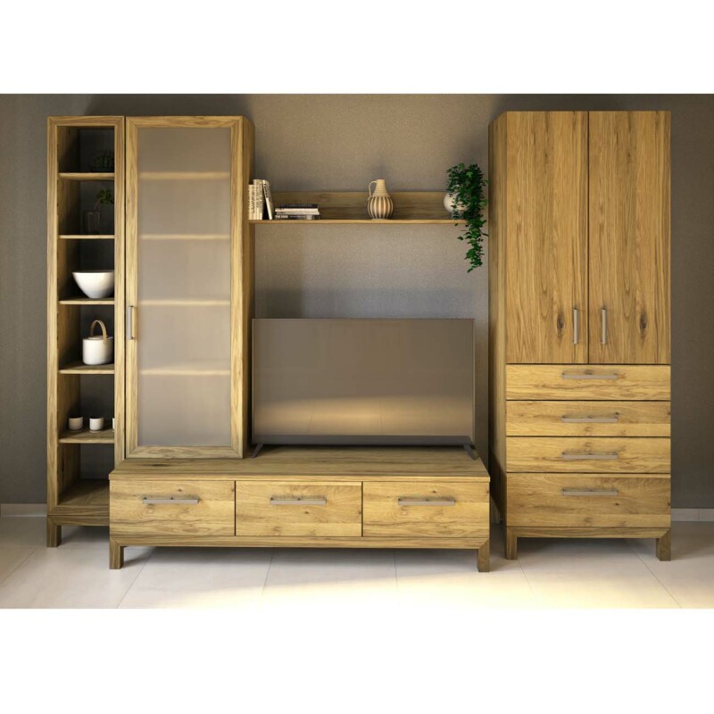 Wohnzimmer TV-Wand Massivholz Wildeiche von Göhring